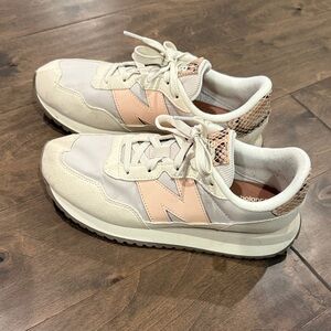 New Balance Pink and Cream Sneakers